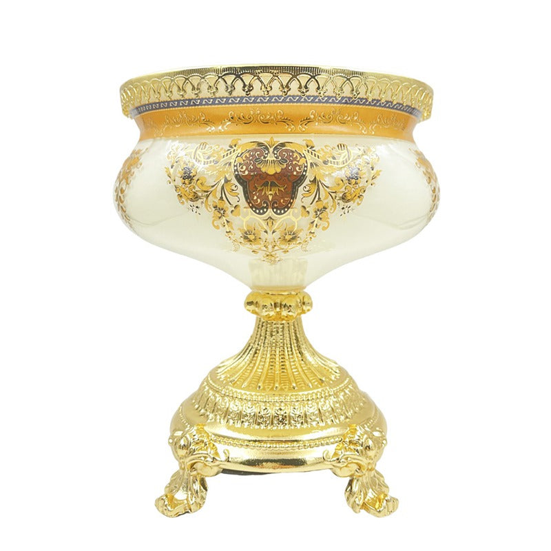Luxury Vintage High-End Footed Crystal Glass Decorative Fruit Bowl Centerpiece Dining Table Decorative Nuts Bowls, Eid Villa Hotel Home Decoration