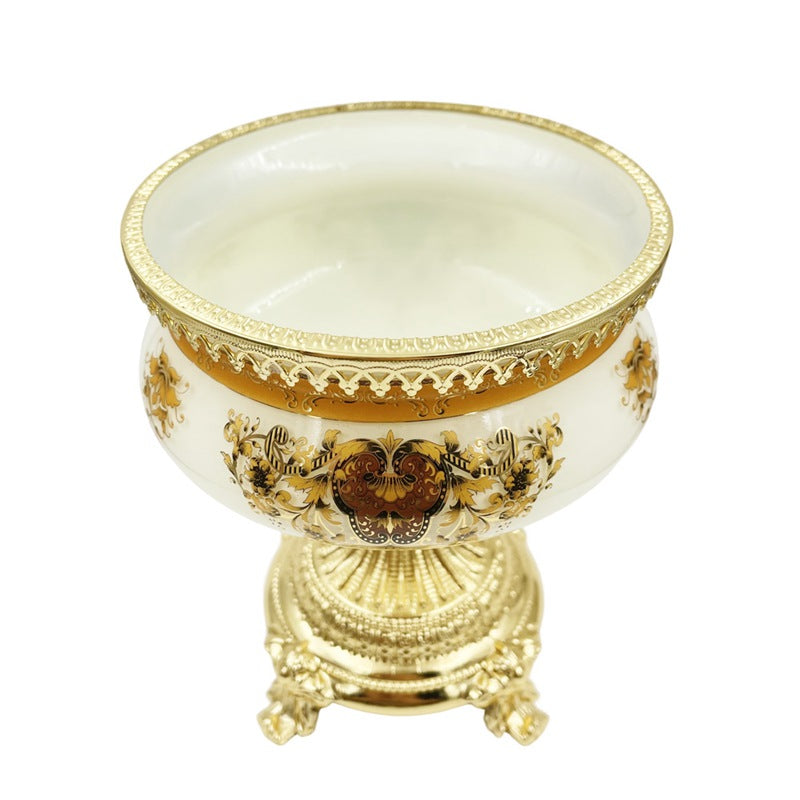 Luxury Vintage High-End Footed Crystal Glass Decorative Fruit Bowl Centerpiece Dining Table Decorative Nuts Bowls, Eid Villa Hotel Home Decoration