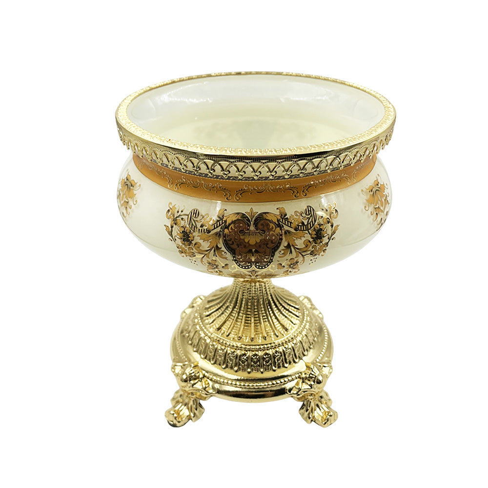 Luxury Vintage High-End Footed Crystal Glass Decorative Fruit Bowl Centerpiece Dining Table Decorative Nuts Bowls, Eid Villa Hotel Home Decoration