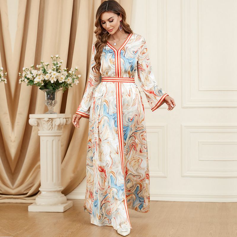 Middle East Arab Moroccan Printed Caftan Kaftan Dress