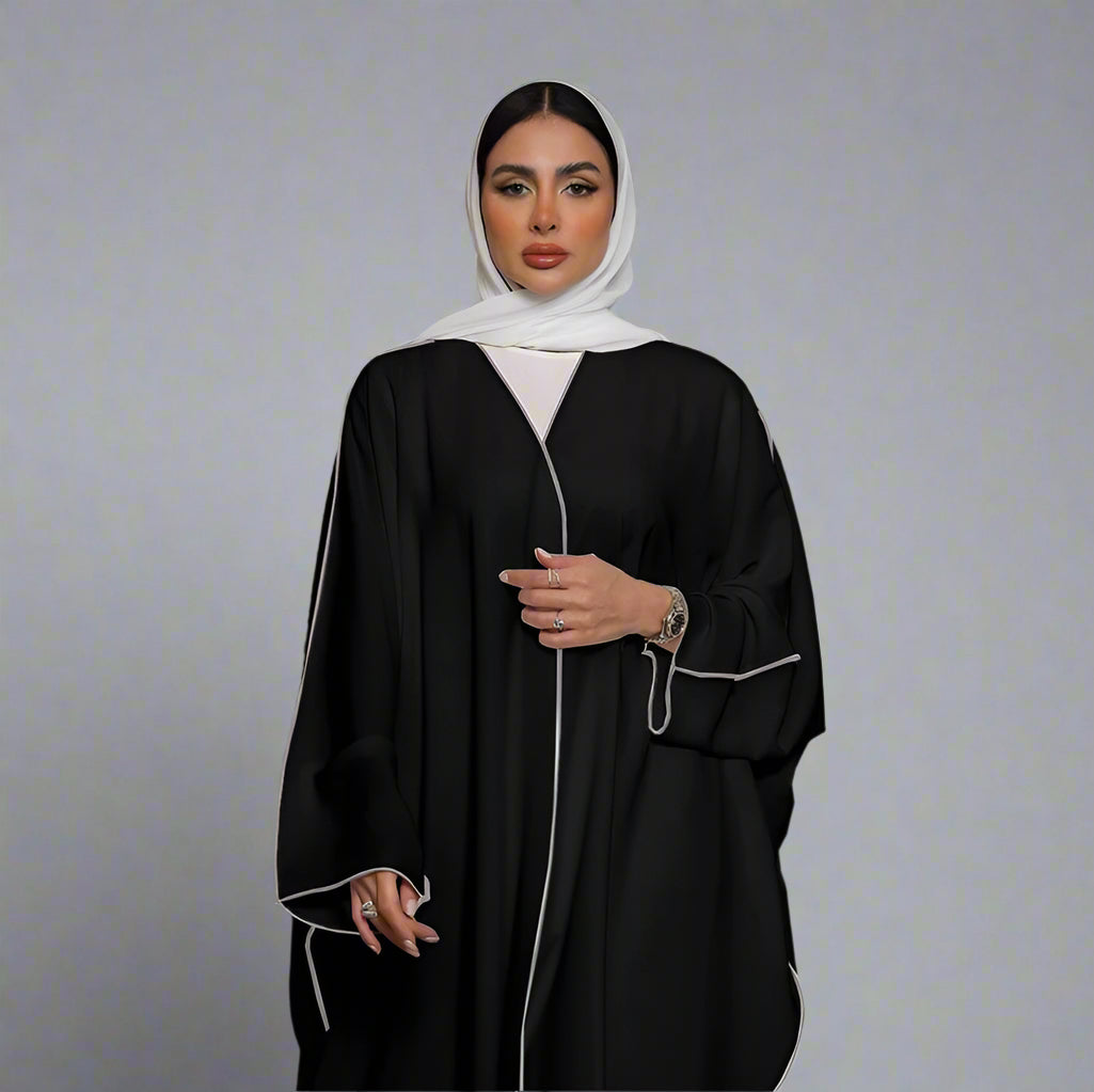 Muslim Women Solid Color Cardigan Open Abaya Dress Free Size