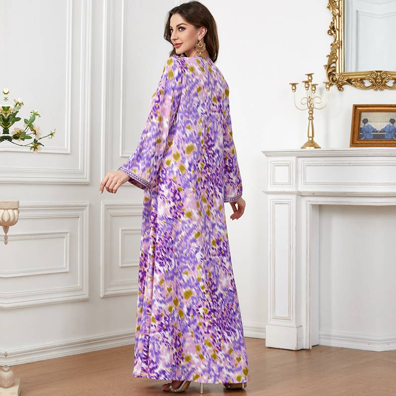 Muslim Women Floral Printed Kaftan Dress