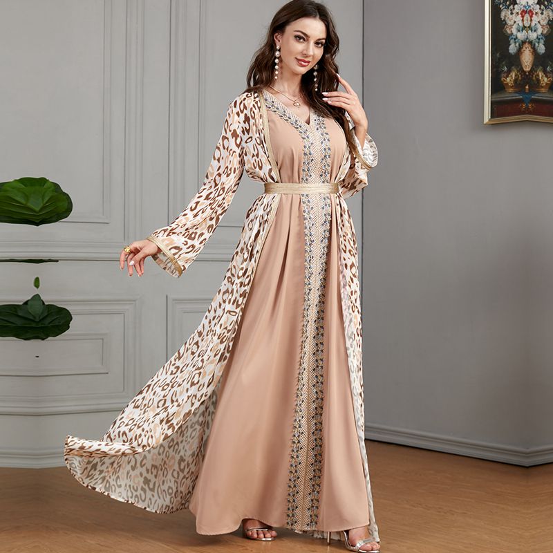 2 Pieces Set Printed Caftan Kaftan Dress With Inner Sleeveless Dress