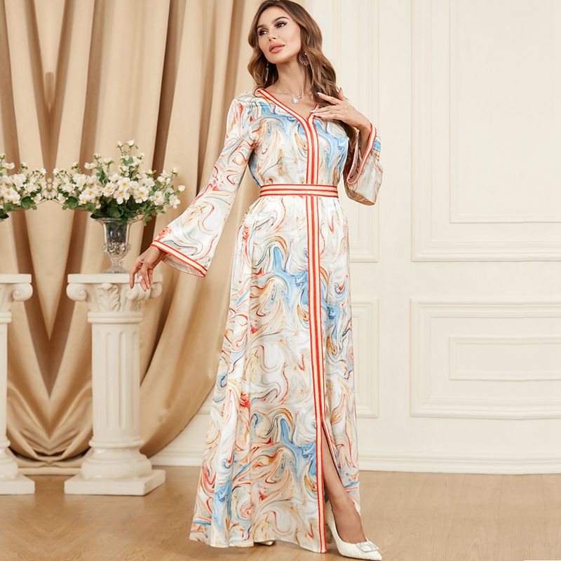 Middle East Arab Moroccan Printed Caftan Kaftan Dress