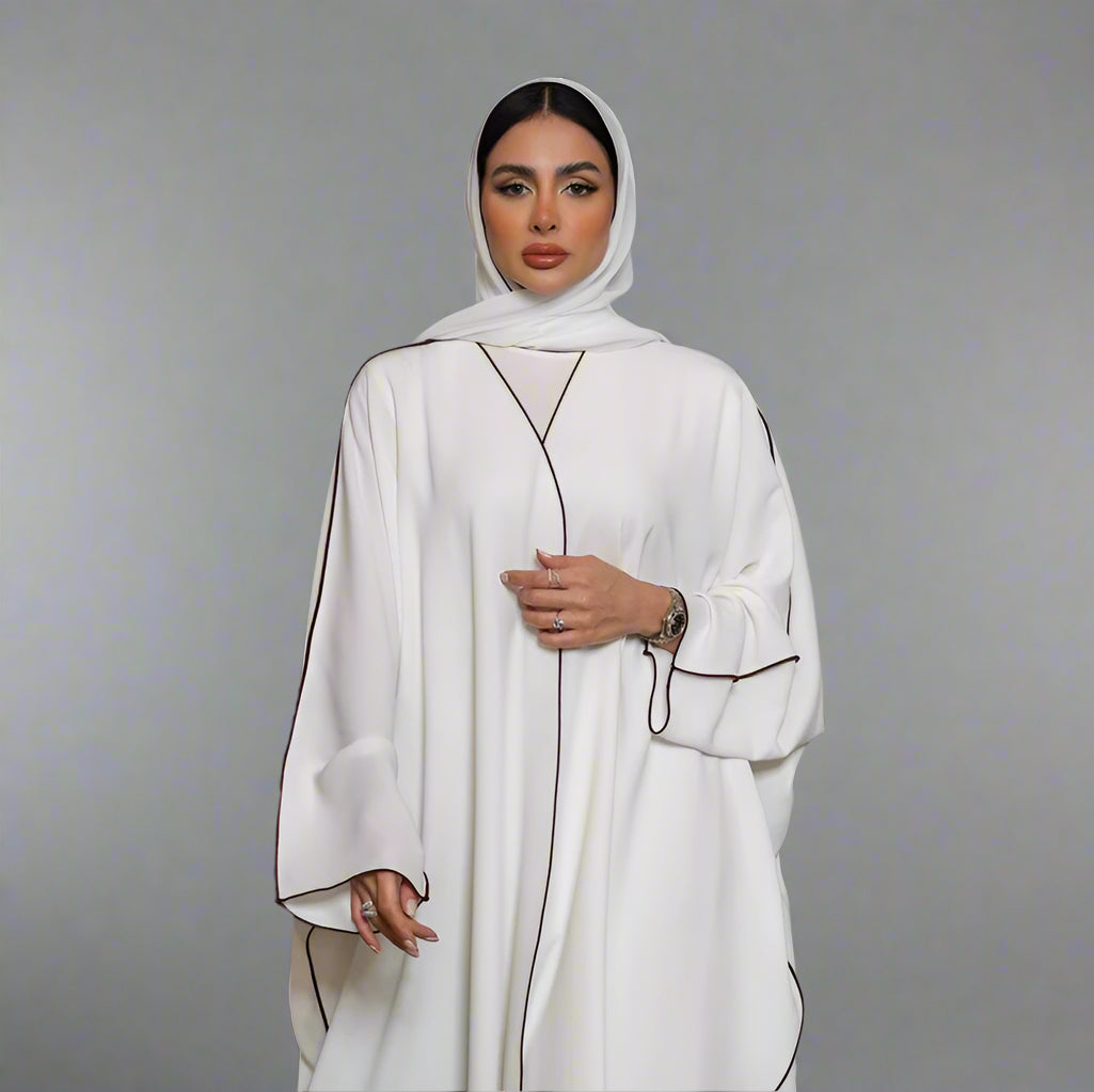 Muslim Women Solid Color Cardigan Open Abaya Dress Free Size