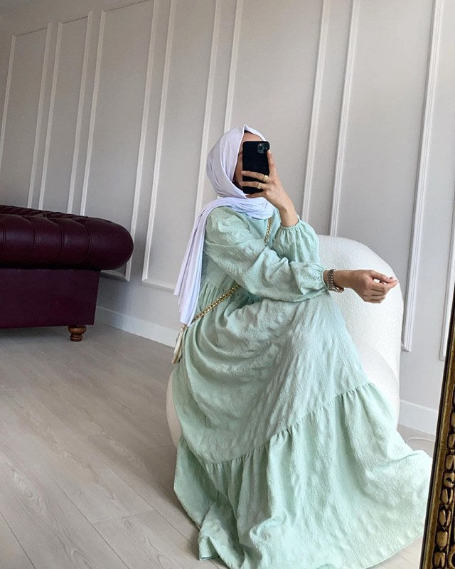 Muslim Women Cotton-Blended Abaya Dress