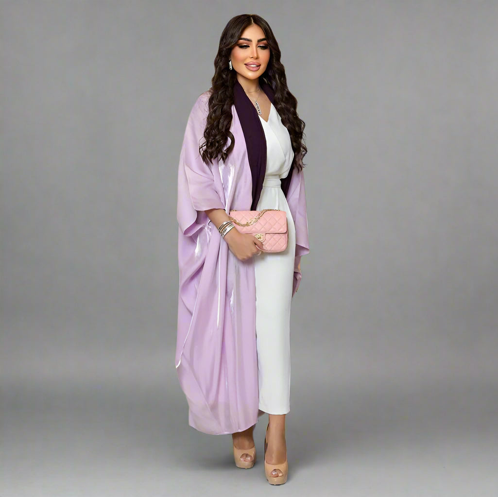 With Hijab Batwing Sleeve Farasha Cardigan Open Abaya Dress For Muslim Women