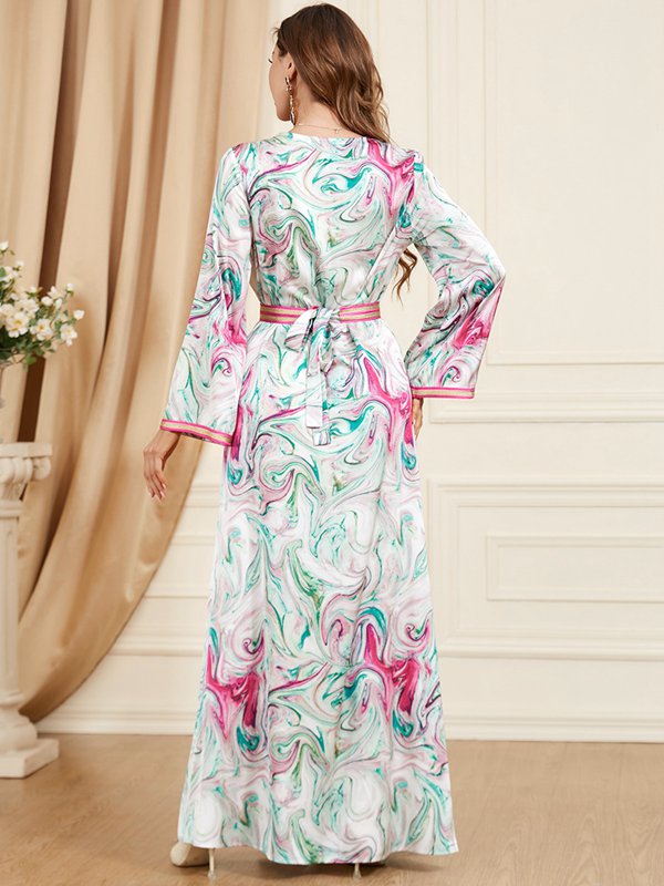 Middle East Arab Moroccan Printed Caftan Kaftan Dress