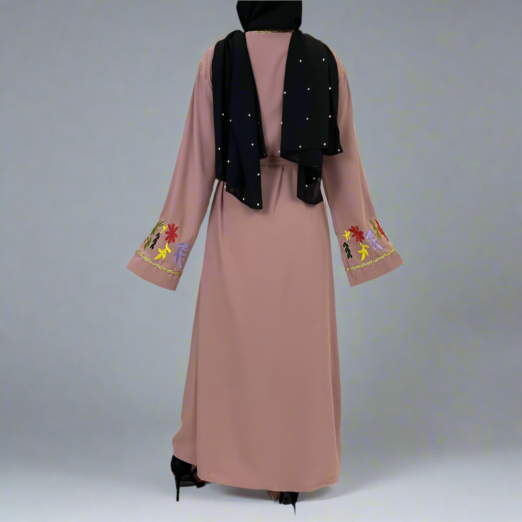 Muslim Women Embroidery Open Abaya Dress