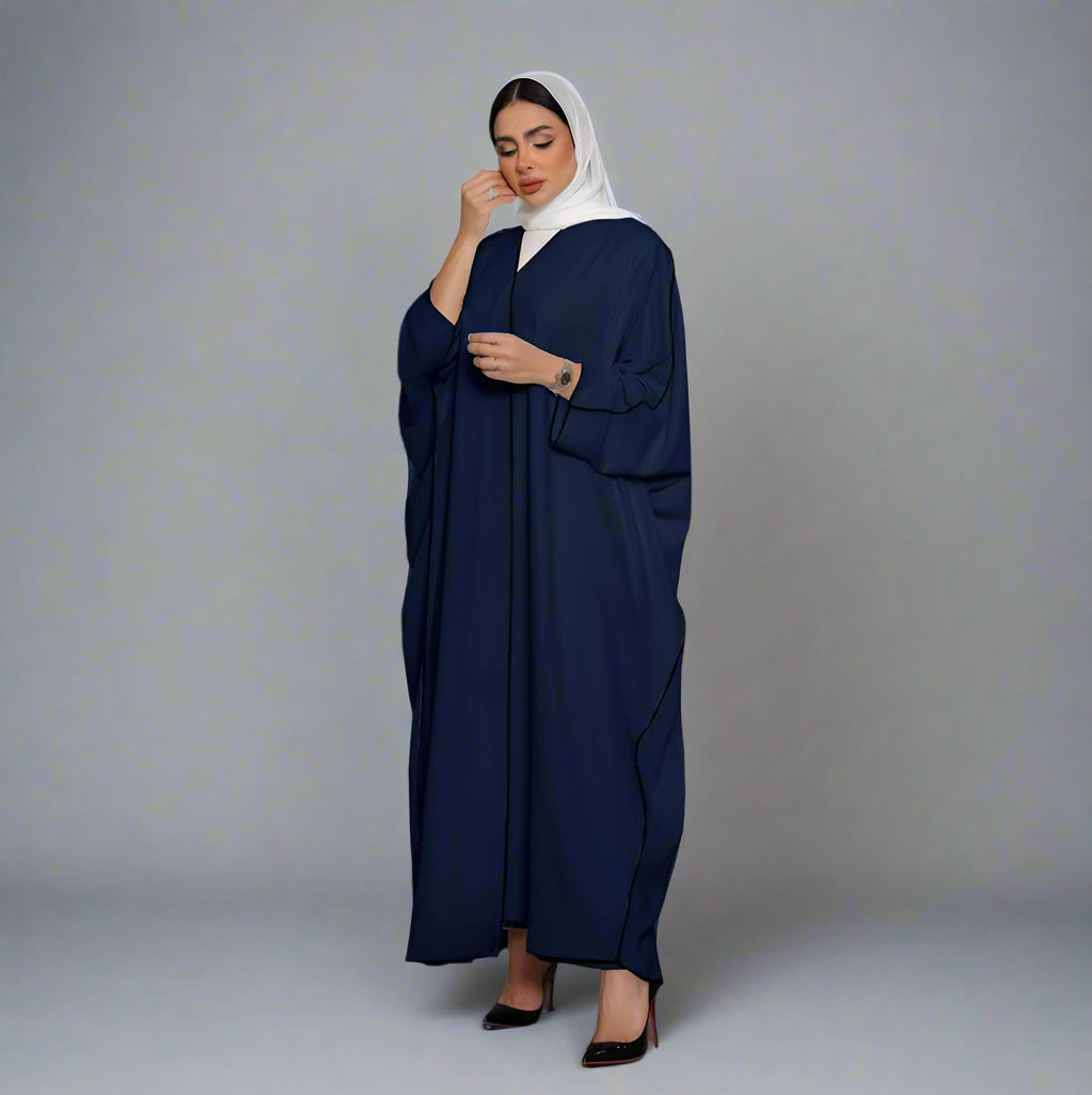 Muslim Women Solid Color Cardigan Open Abaya Dress Free Size