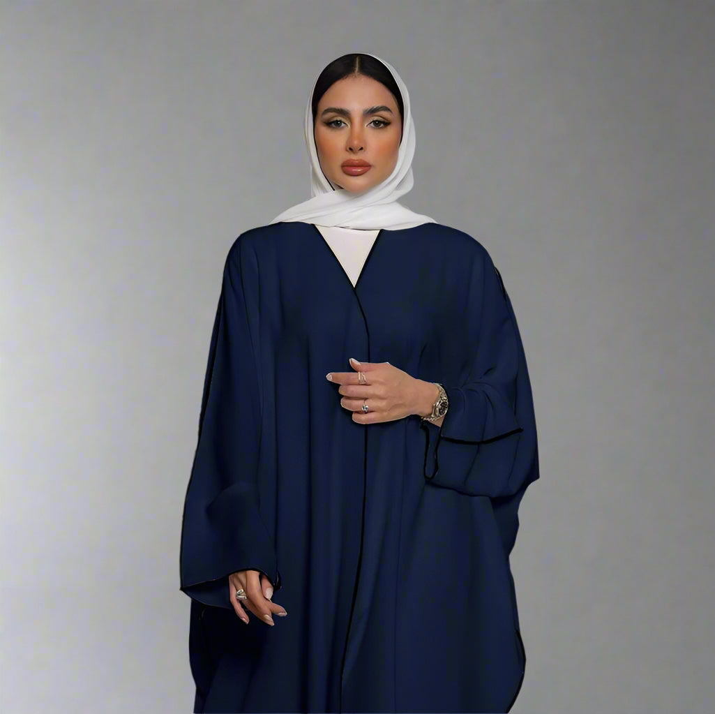 Muslim Women Solid Color Cardigan Open Abaya Dress Free Size