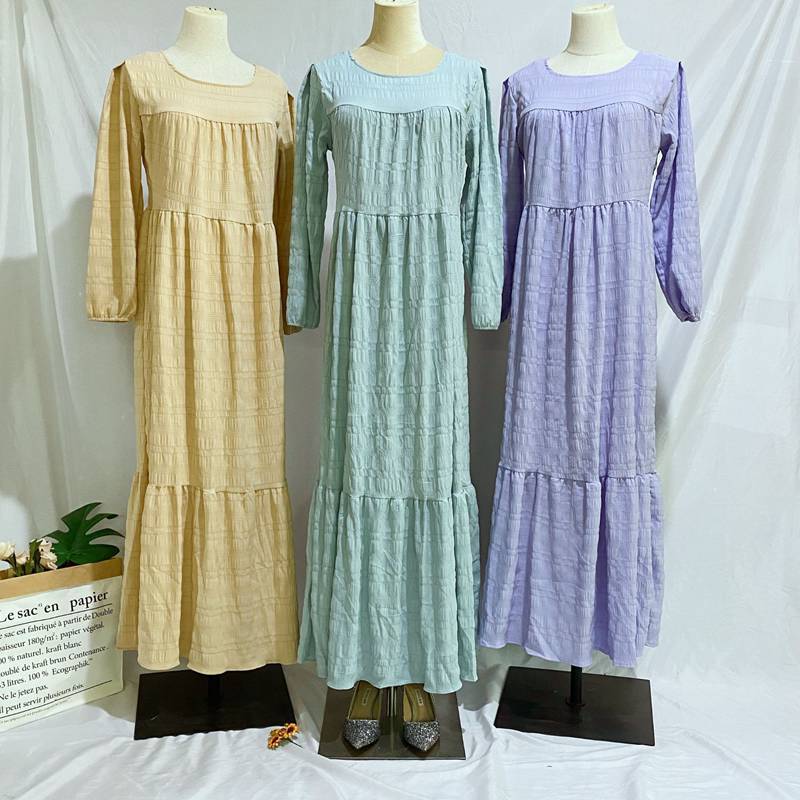 Muslim Women Cotton-Blended Abaya Dress