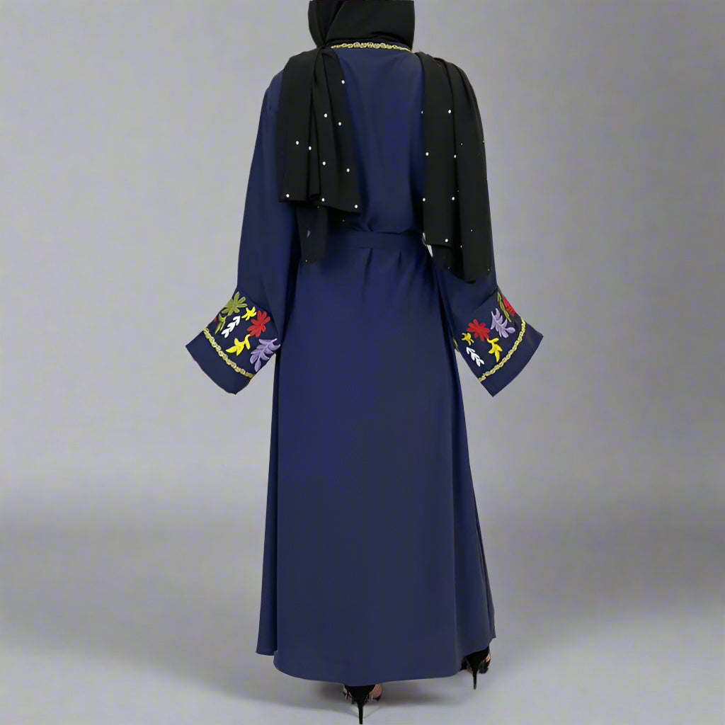 Muslim Women Embroidery Open Abaya Dress