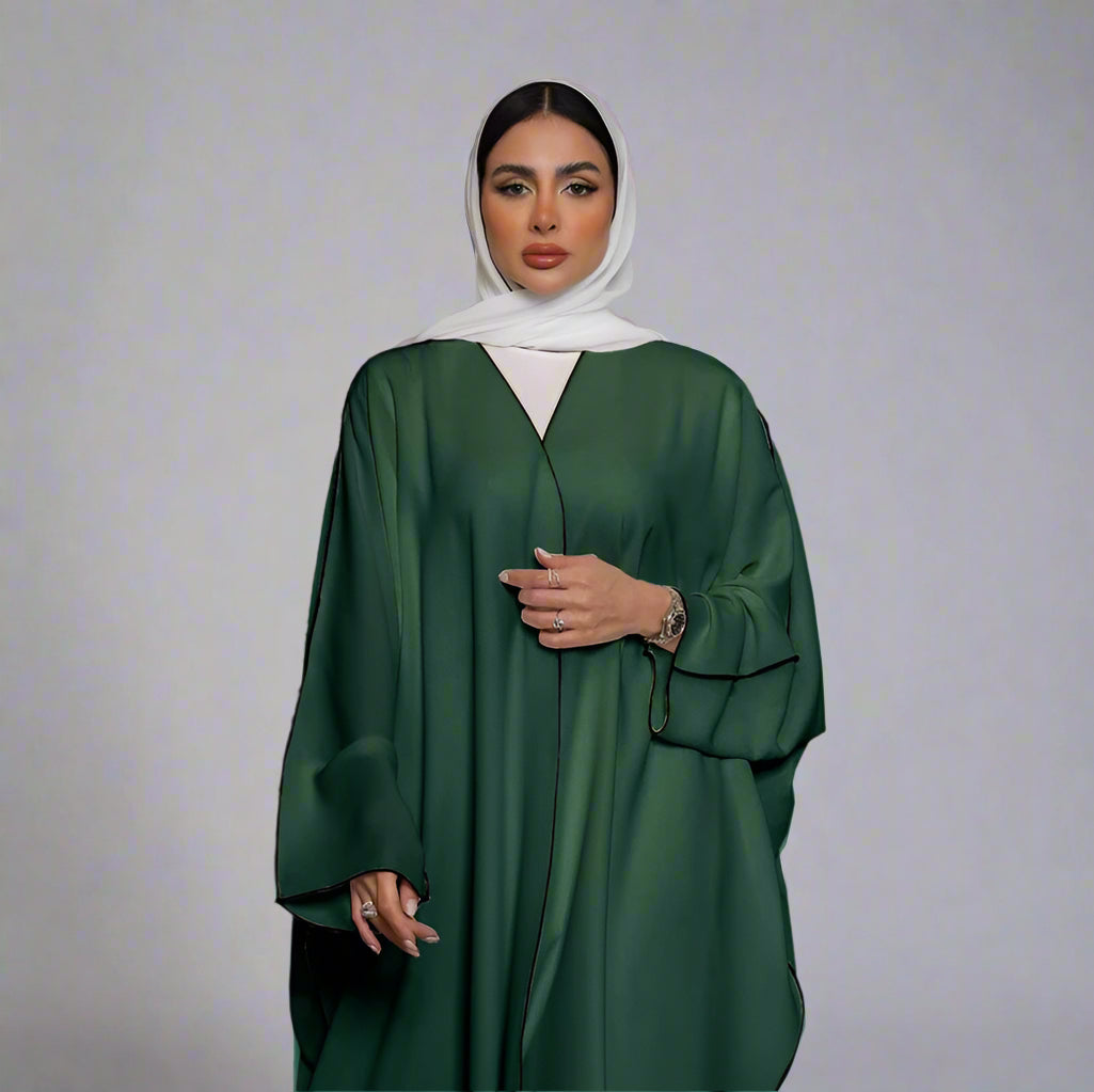 Muslim Women Solid Color Cardigan Open Abaya Dress Free Size