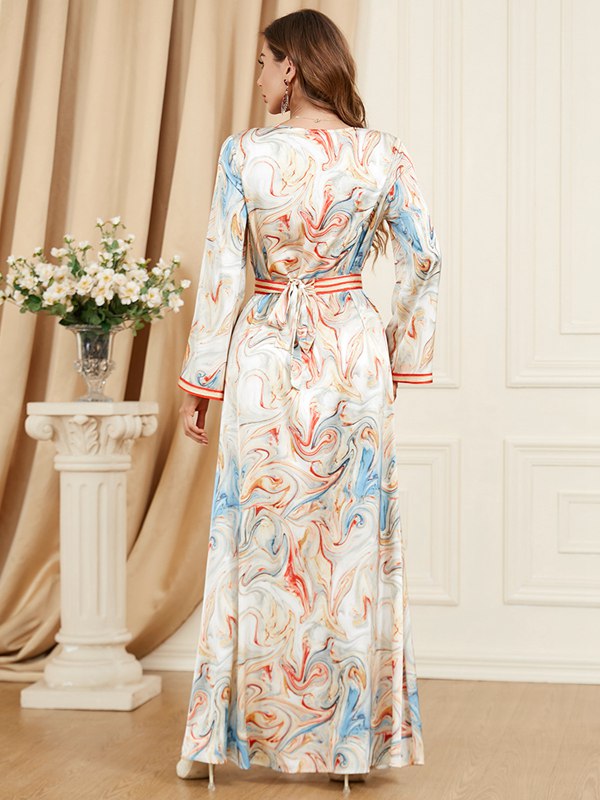 Middle East Arab Moroccan Printed Caftan Kaftan Dress