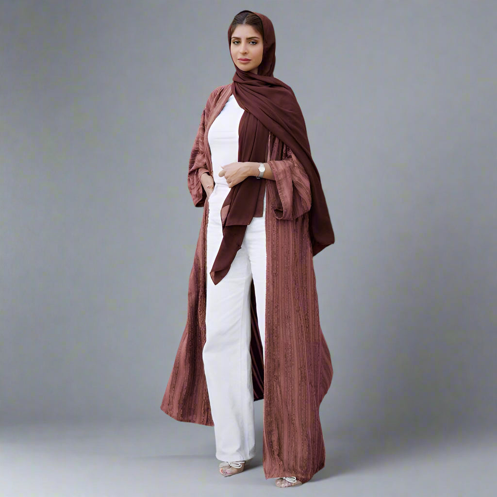 Muslim Women Vintage Knitted Open Cardigan Abaya Dress