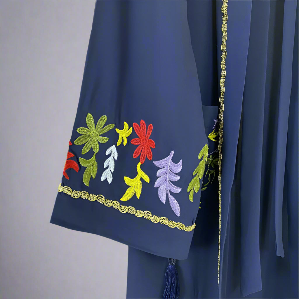 Muslim Women Embroidery Open Abaya Dress