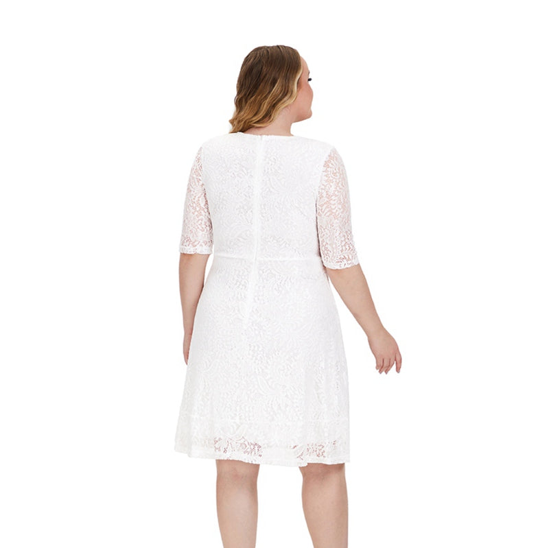 Plus Size Midi Lace Evening Formal Women Dress