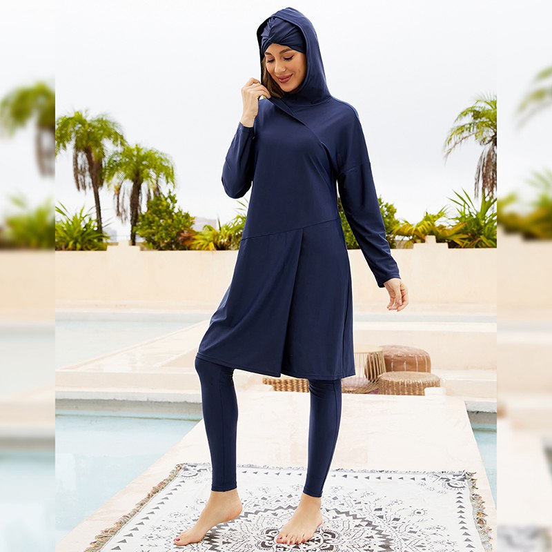 3 Pieces Set Hooded Burkini Muslim Swimwear - Full Coverage Islamic Hi Urgarment 3 Pieces Set Hooded Burkini Muslim Swimwear - Full Coverage Islamic Hi Urgarment