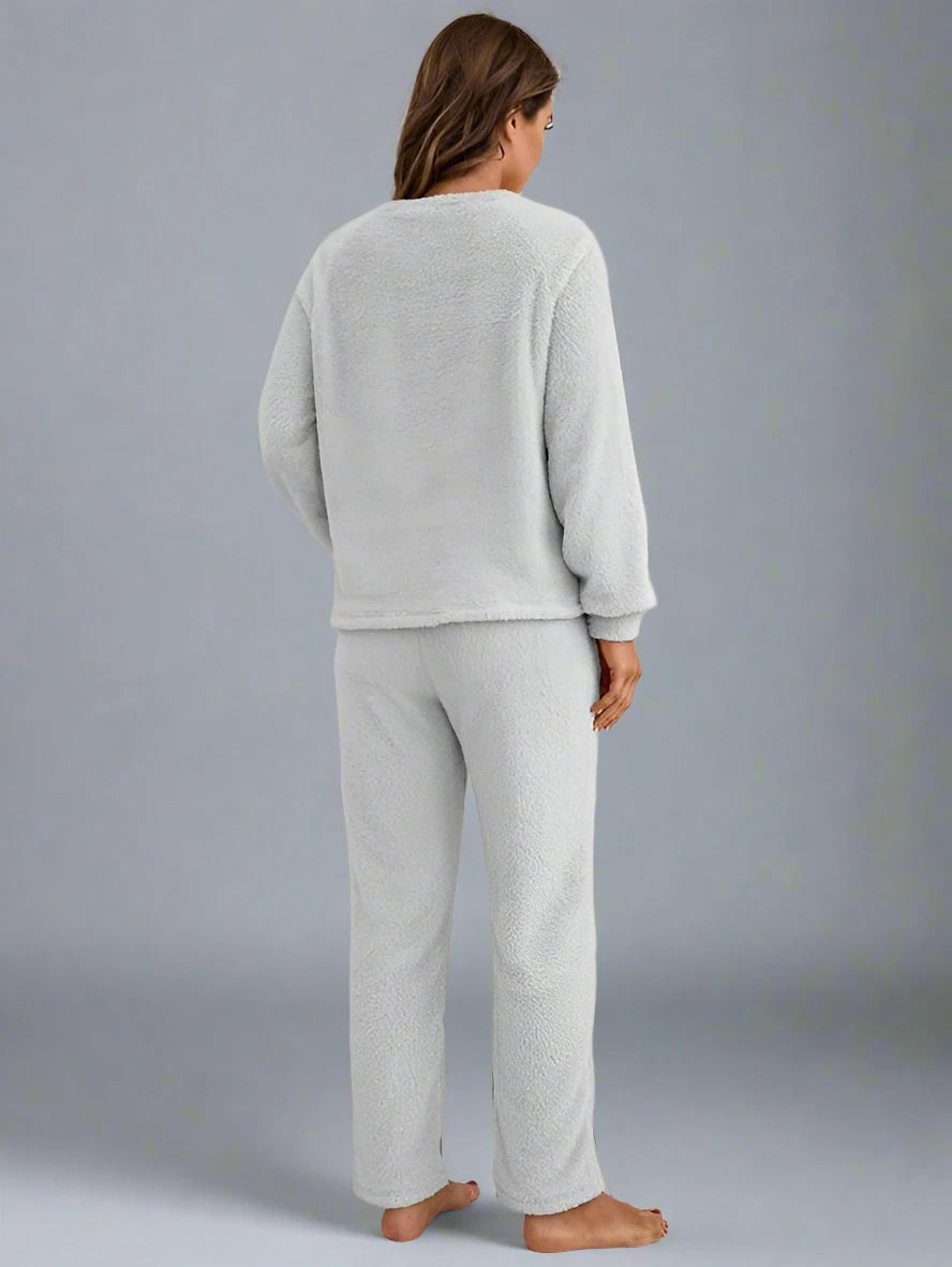Women Winter Polar Fleece Loungewear Two Piece Set