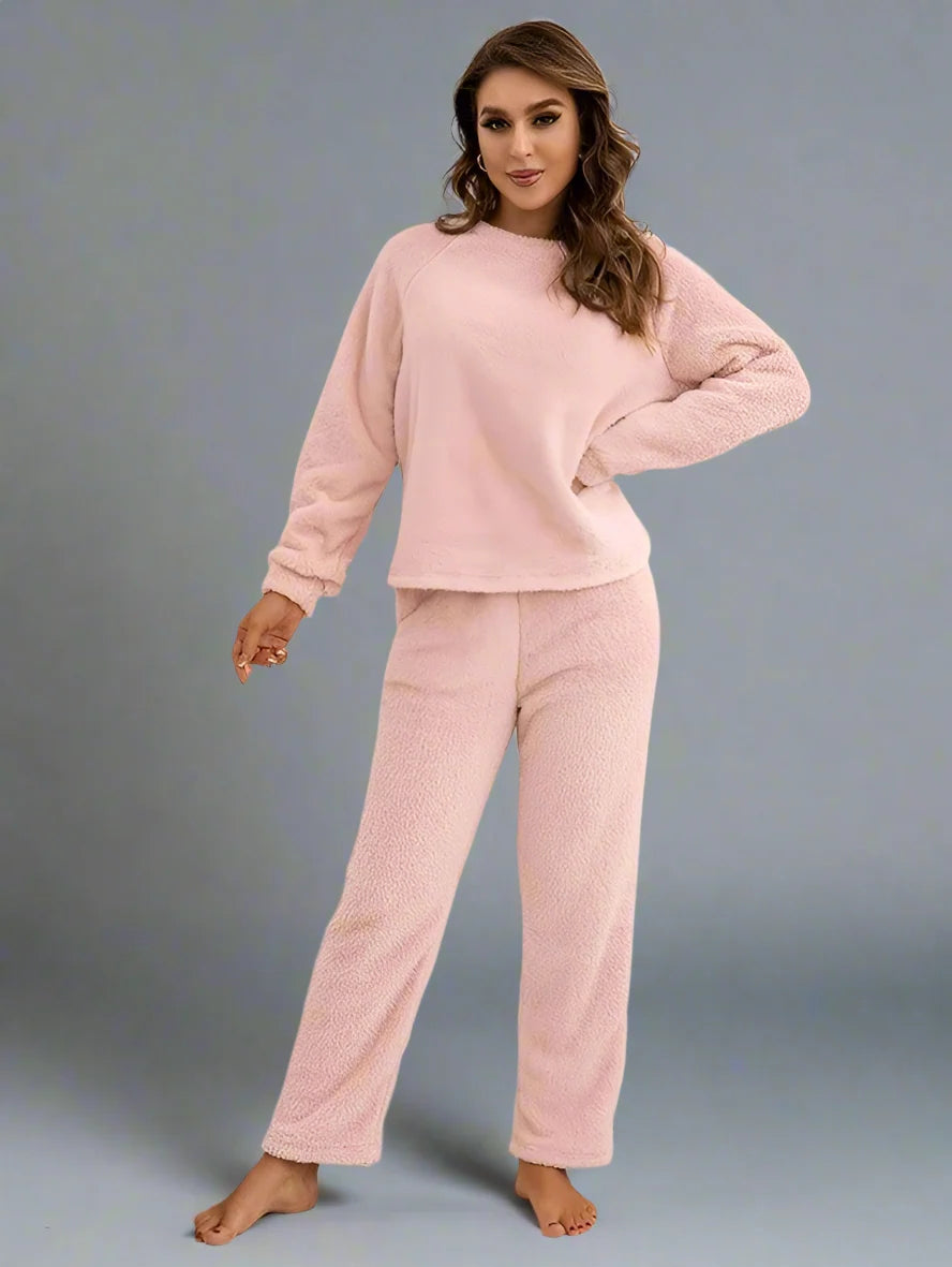 Women Winter Polar Fleece Loungewear Two Piece Set