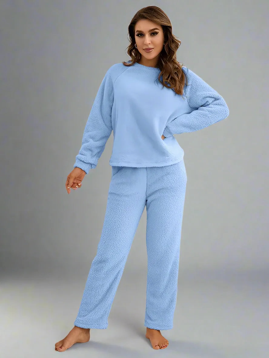 Women Winter Polar Fleece Loungewear Two Piece Set
