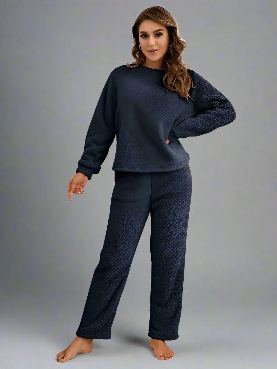 Women Winter Polar Fleece Loungewear Two Piece Set