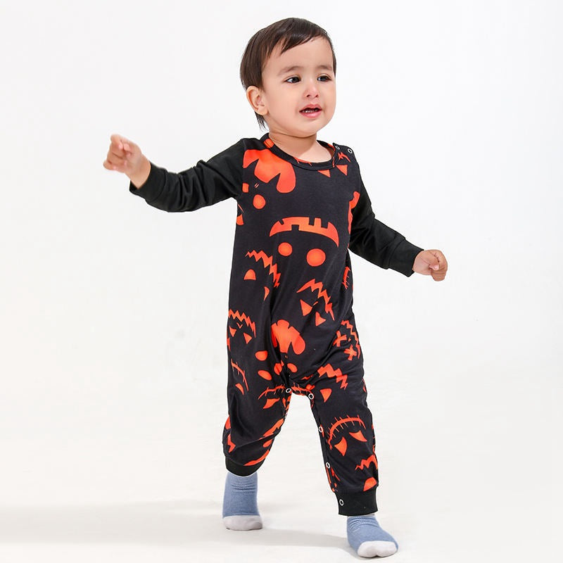 Matching Family Pumpkin Halloween Pajamas Set