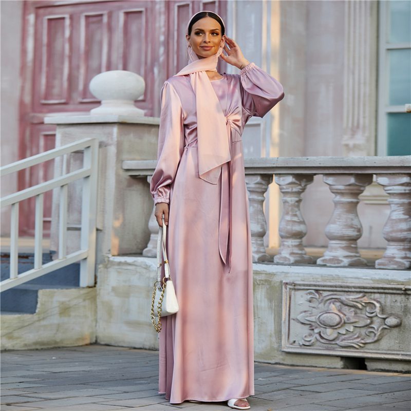 muslim silk dress L-30 Kaftan Abaya Muslim Dress Plain Women Fashion Abaya Women Muslim Dresses