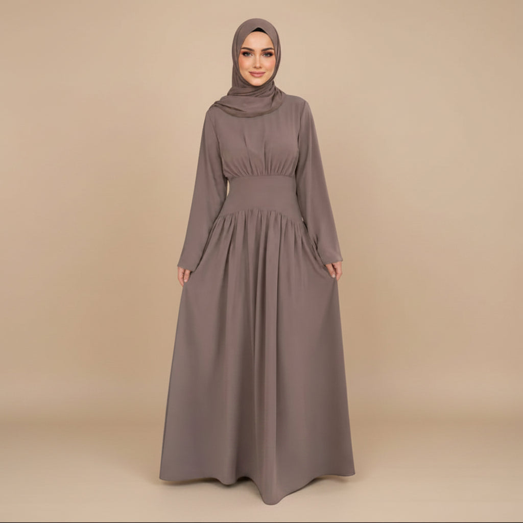 women's abaya dress Muslim Women Wrinkle Waist #261365 – Urgarment A black tank dress LNLS dress colors:Charcoal CVC Muslim Womens Soft Stretch auto-full-price