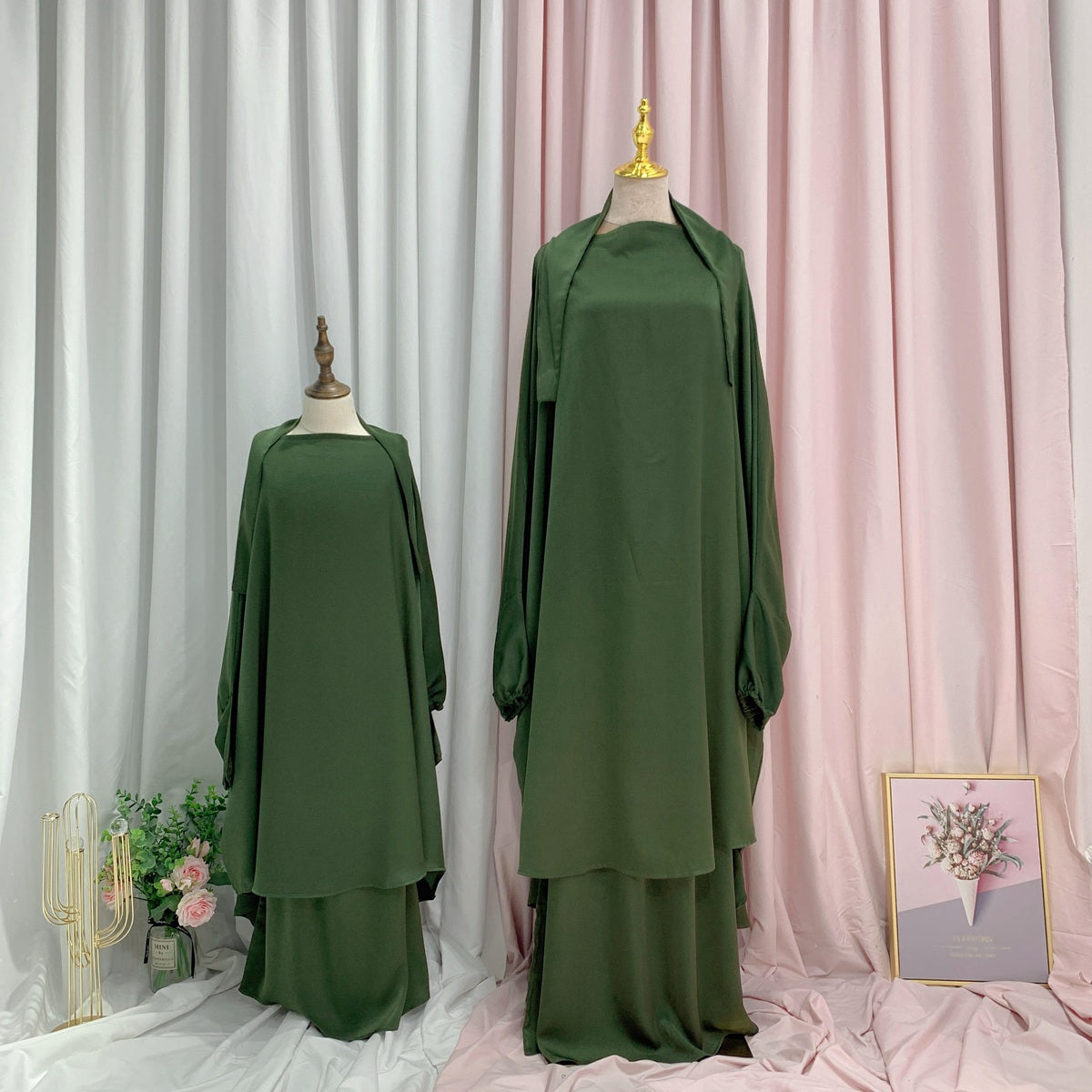 Muslim Women Prayer Dress Jilbab Robe Mother And Daughter Girl Matching Outfits