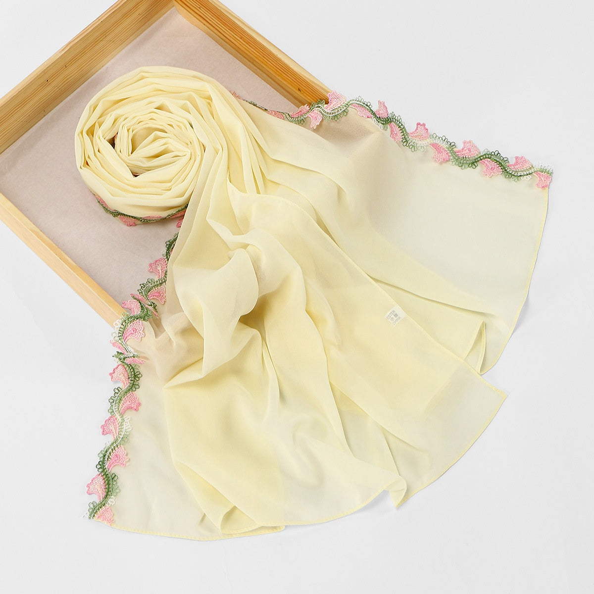 Muslim Women Floral Lace Chiffon Hijab Scarf #26155