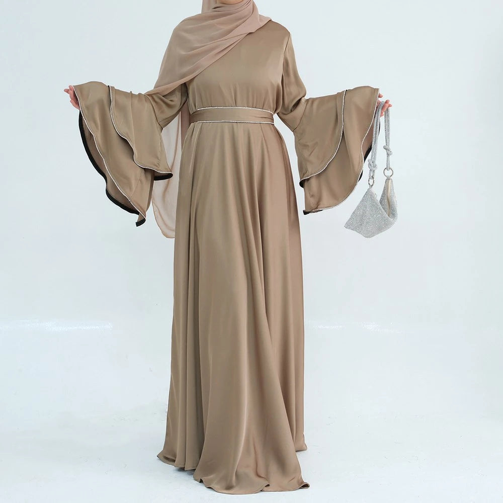Hand Beading Double-Layered Bell Sleeves Nida Abaya Dress #25935