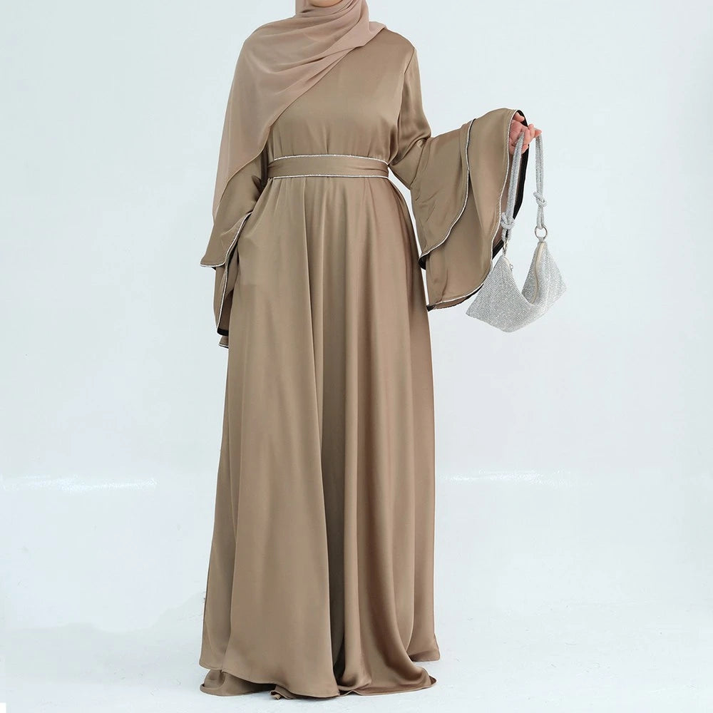 Hand Beading Double-Layered Bell Sleeves Nida Abaya Dress #25935