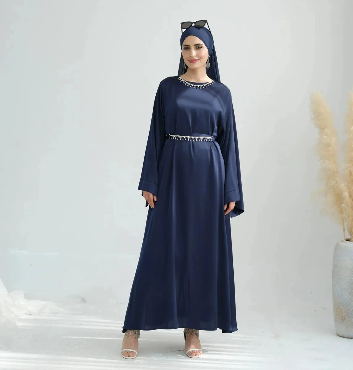 satin abaya dress Satin Abaya Handwork Satin abaya Abayas from EB5 ABAYA at Boksha