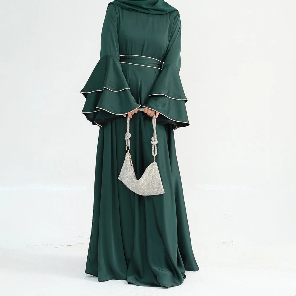 Hand Beading Double-Layered Bell Sleeves Nida Abaya Dress #25935