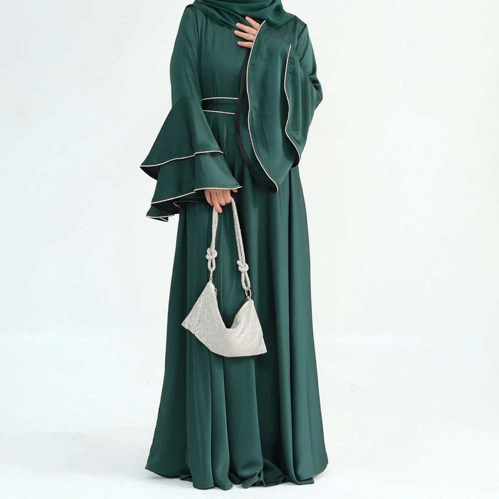Hand Beading Double-Layered Bell Sleeves Nida Abaya Dress #25935