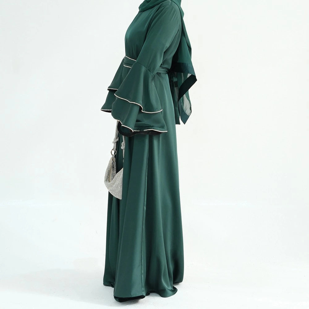 Hand Beading Double-Layered Bell Sleeves Nida Abaya Dress #25935
