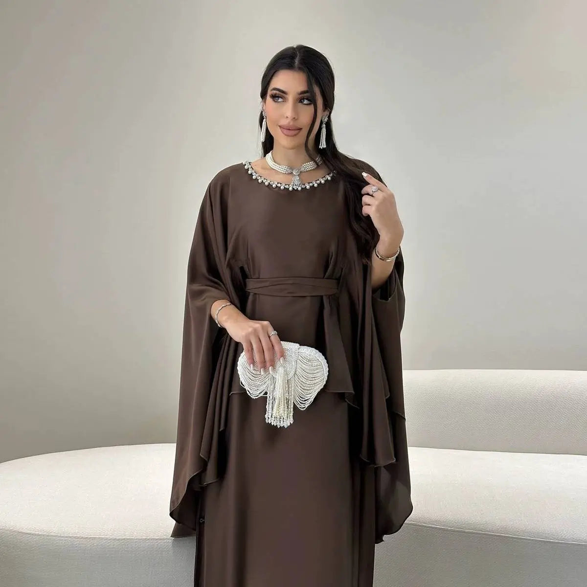 Satin Abaya Dress - Bradde Chain - #25184