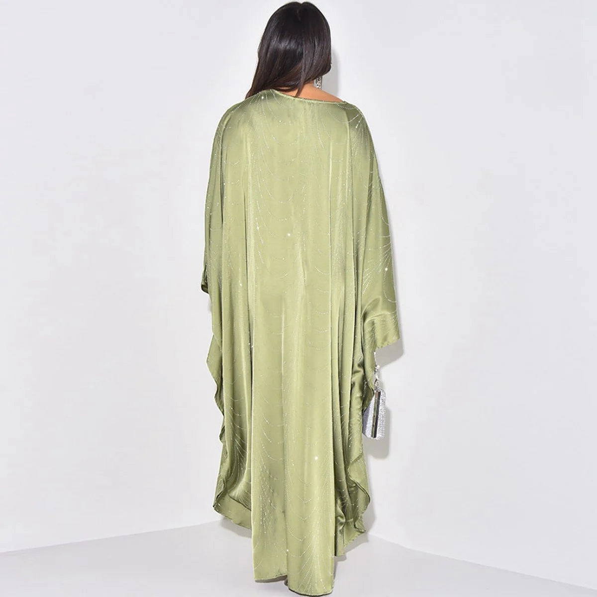 Hotfix Rhinestone Abaya Dress #25192