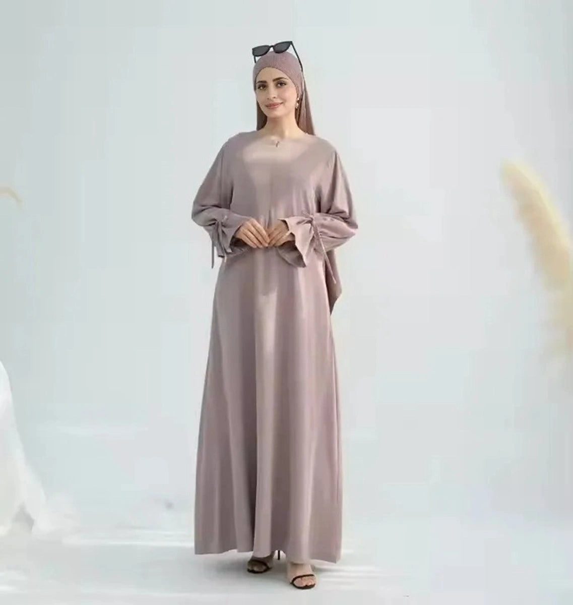 nida long sleeve dress Nida Flared Maxi Dress(MS435), Dark blue / M