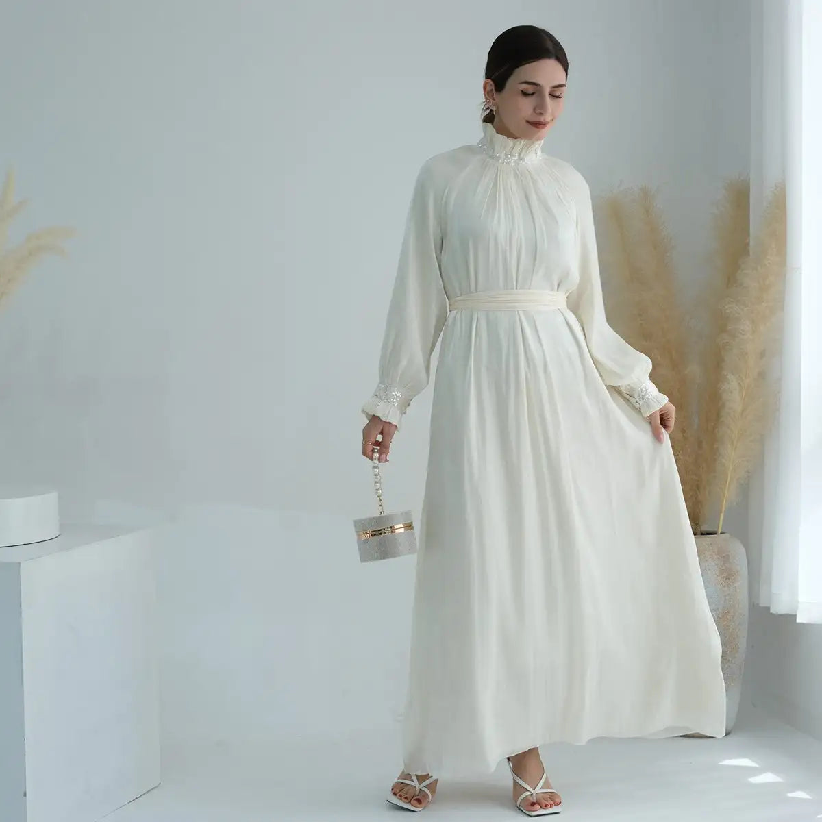 Muslim Women Shiny Bright Abaya Dress