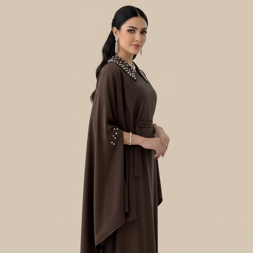 Satin Chain Abaya Dress - #25184
