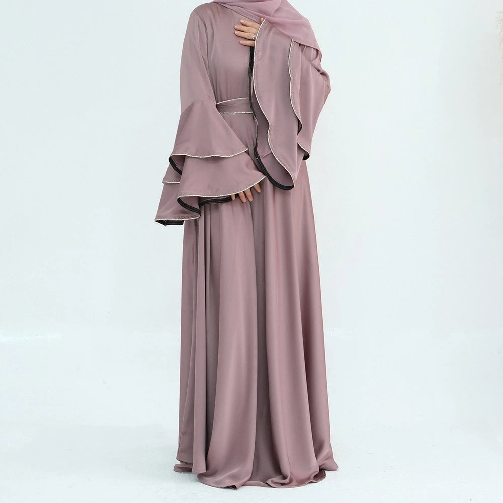 Hand Beading Double-Layered Bell Sleeves Nida Abaya Dress #25935