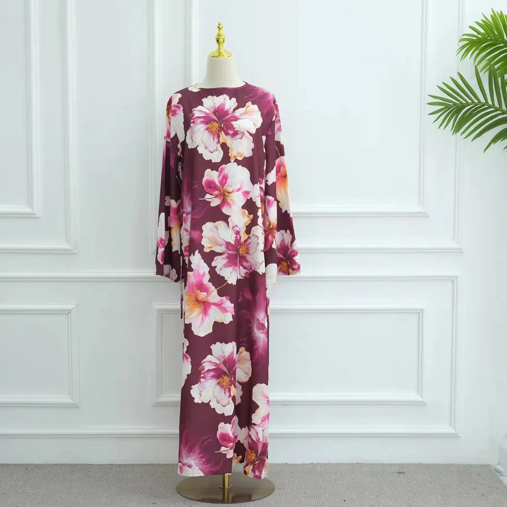 Muslim Women Floral Printed Abaya Dress #251123