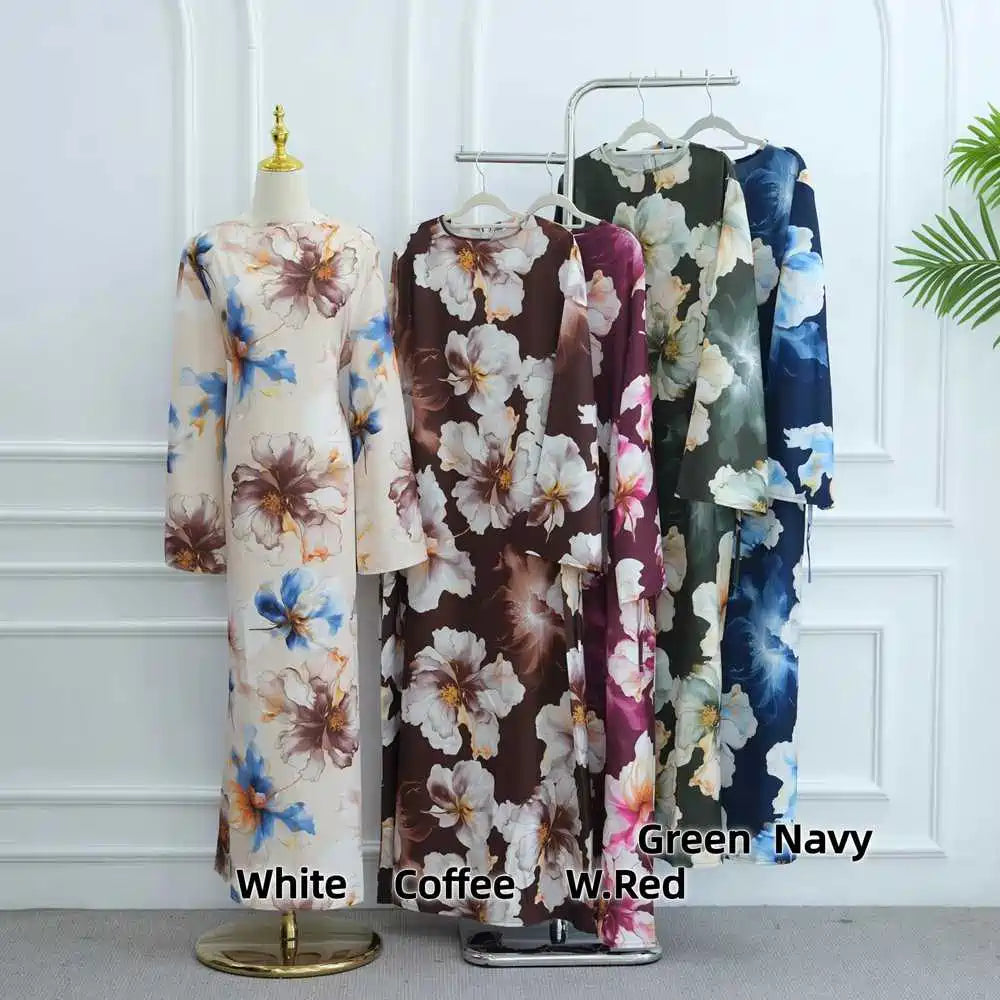 Muslim Women Floral Printed Abaya Dress #251123