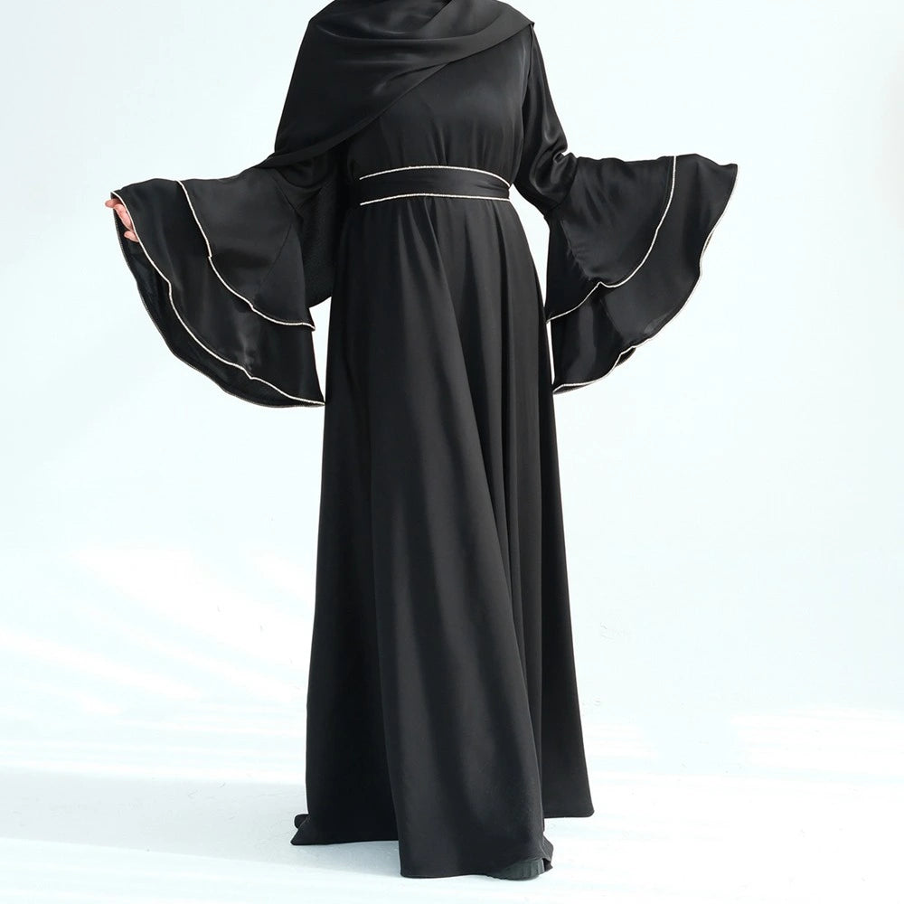 Hand Beading Double-Layered Bell Sleeves Nida Abaya Dress #25935