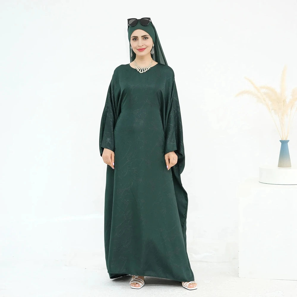 3D Jacquard Satin Abaya Dress #25005