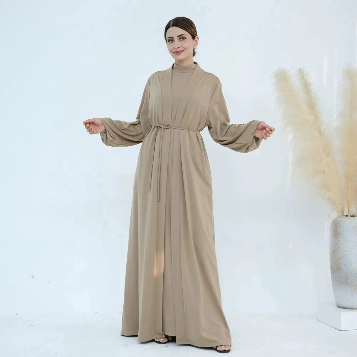 2 Pieces Set Abaya Dress For Muslim Women Modest Fashion Urgarment 2 Pieces Set Abaya Dress For Muslim Women Modest Fashion Urgarment