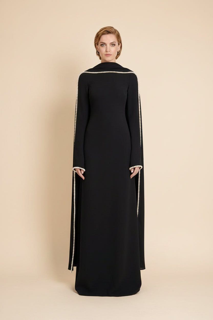 luxury abaya dress Embellished Beads Cape - Abaya - Eid/Wedding/Graduation *FEATURES Scarf:No Scarf Sexy White Homecoming Dress fabric-type:60-cotton-35-nylon-5-spandex